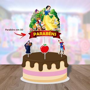 Topo Tradicional sem Personalização Branca de Neve Papel Fotográfico 180 G Tamanho de 15 a 25 cm   Brilhoso 