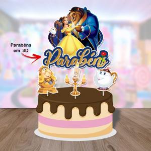Topo Tradicional sem Personalização Bela e a Fera Papel Fotográfico 180 G Tamanho de 15 a 25 cm   Brilhoso 
